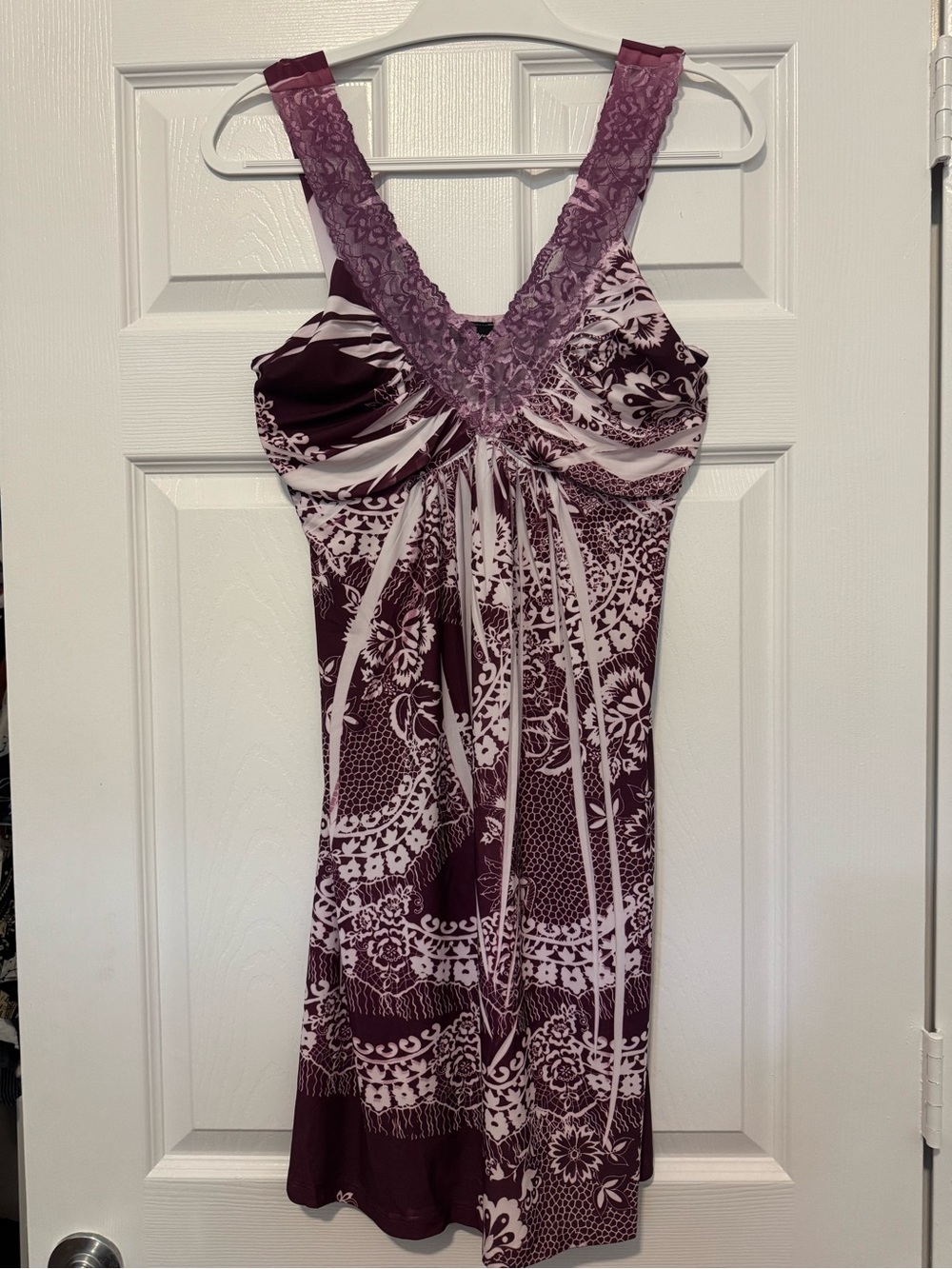 Y2K Vintage Vanity Plum Lace-Trim Bohemian Slip Dress